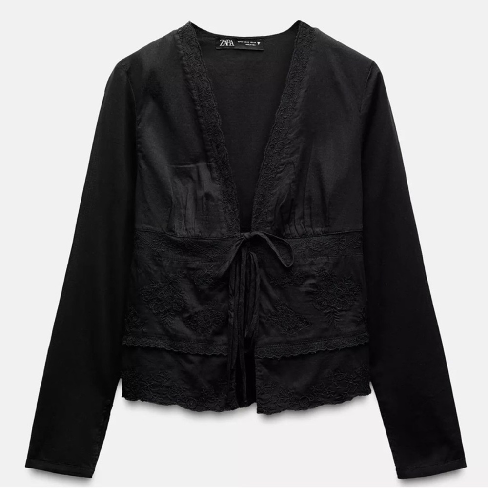 NWT Zara Front Lace Tie Blouse